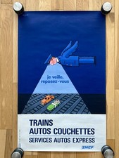 Affiche originale « SNCF Trains autos couchettes » - Savignac - 1972