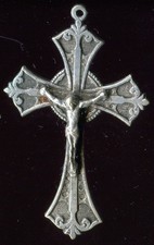 1900 s antique religious catholic SILVER TONE of cross pendant jesus