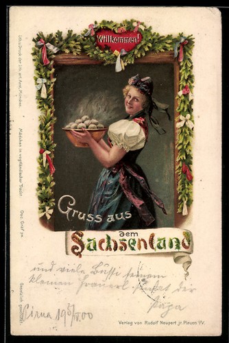 Lithographie femme costume - en,