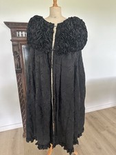 🖤 Edwardian Revival Italian Silk & Wool Opera Cape – Hand-Made, Fully Lined,