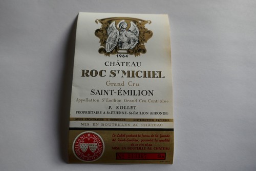 étiquette ancienne 1964 - , vin