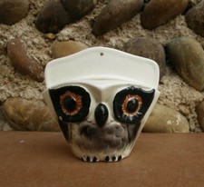Ancien porte filtre à café chouette hibou en céramique faience vintage