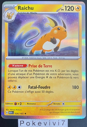 Carte pokemon raichu 026 - carte,