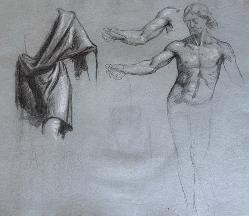 Dessin ancien fusain - ancien,