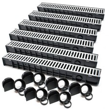 Caniveau 6x1m Grille recouvrement zinguée 1,5t Drainage Eaux usées Évacuation