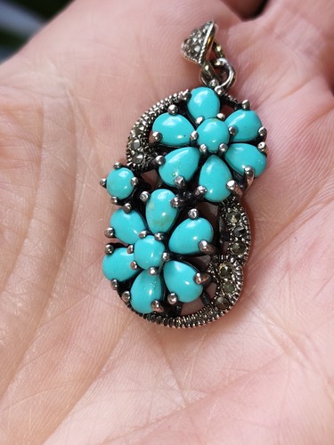 Pendentif argent turquoise - pendentif, en
