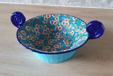 LONGWY - Corbeille évasée à deux anses en émaux polychromes cloisonnés - 1920