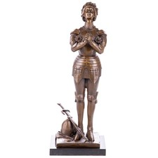 Statue en bronze de Jeanne d'Arc sur un socle en marbre noir d'après Mercier