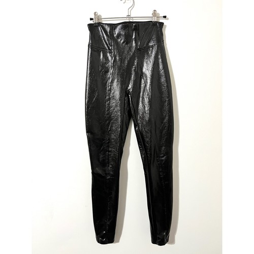 Spanx black faux patent - black,
