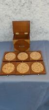 Vintage coffret de 6 Dessous De Verres En Bois Et Liège 