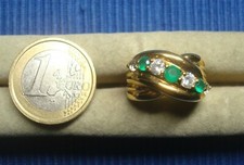 B26C Neuf TB ! Large Bague Plaqué Or Emeraude Strass Diamant Lot Bijou 