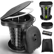 Toilette Portable Camping avec Couvercle WC Portable avec Sac Poubelle Toilet...