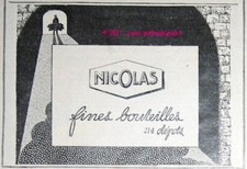 ANCIEN PUBLICITE VINS NICOLAS NECTAR FRENCH AD 1924 PUB