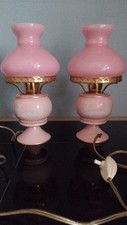 LAMPE DE CHEVET  DE SALON  OPALINE ROSE 🌹 VENISE  VINTAGE 70 ROMANTIQUE