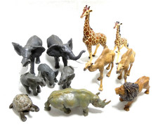 PAPO LOT 12 ANIMAUX SAUVAGES D'AFRIQUE JUNGLE GIRAFE ELEPHANT LION RHINO TORTUE