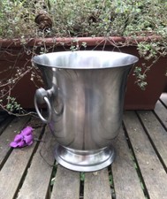 French champagne wine ice bucket stainless steel Guy Degrenne mini 5” midcentury