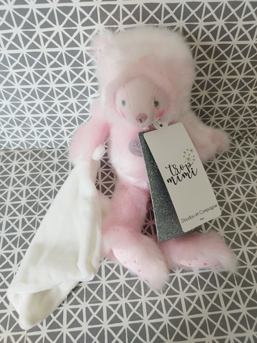 Doudou ours rose mouchoir