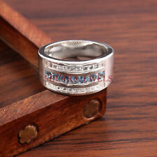 Naturel Bleu Gemme Topaze Avec 925 Bague en Argent pour Homme #226