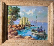 Jolie tableau  le "château des iles de Lérins Cannes " hsp de Franco Barthélemy