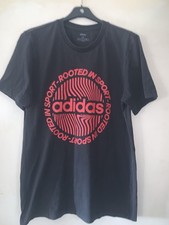 T Shirt Homme Adidas Rooted In Sport Noir/Rouge Taille M