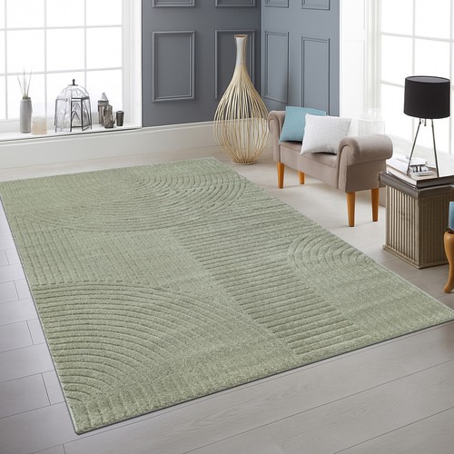 Tapis vert motif lignes - , 3d
