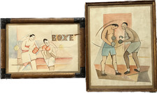 Ecole Française Du XXème Siècle - Combat De Boxe, 1929 - aquarelles cubistes