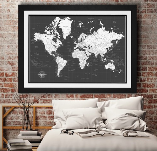 Push pin world - pin, poster