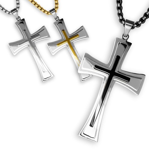 Pendentif croix inox hommes - inox,