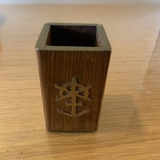 Pot à crayon en bois ornement en laiton décor Marine Ref Gaw 