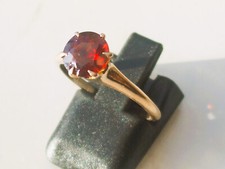 BELLE BAGUE SOLITAIRE GRENAT 6,8mm ANCIENNE en OR ROSE 10K 417/1000° / T53