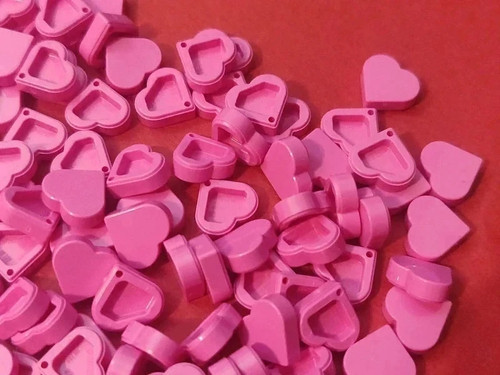 Lot 100 cœurs roses - ,