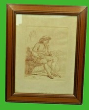  DEFRAY  GRAVURE cadre  pitchpin  LOUIS PHILIPPE    " LE FUMEUR  " 