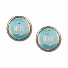 Mylery Goujon Paire avec Motif Moin Mouette Mer Lac Ondes Bronze Divers G