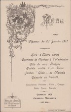 Menu ancien janvier - menu, 1910