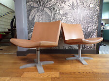 PAIRE FAUTEUIL CUIR PIVOTANT