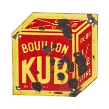Ancienne plaque émaillée publicitaire Bouillon KUB en vente ici / 20 cm x 20 cm