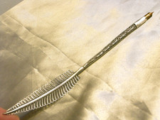 🇫🇷 ANCIEN PORTE PLUME ARGENT MASSIF FILIGRANÉ TROMPE L OEIL FORME PLUME PENCIL