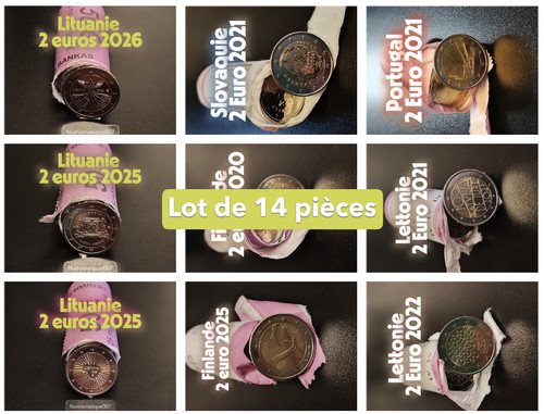 Euros lot 14 pièces - 2,