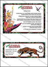 Gottlieb Jungle Queen 1977 Cartes Instructions Flipper Pinball Cards Custom