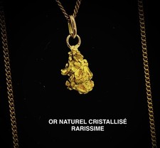 ⚜️RARISSIME PÉPITE OR NATIF 23K CRISTALLISÉ PENDENTIF 3,35 GR 20MM⚜️RÉFPON