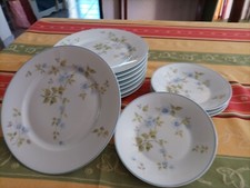 Havilland filets faits mains décor  floral bleu clair 8 assiettes D 19 cm 4 D 14