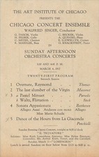 The Art Institut De Chicago-Orchestra Concert Ensemble-Program Carte 1917