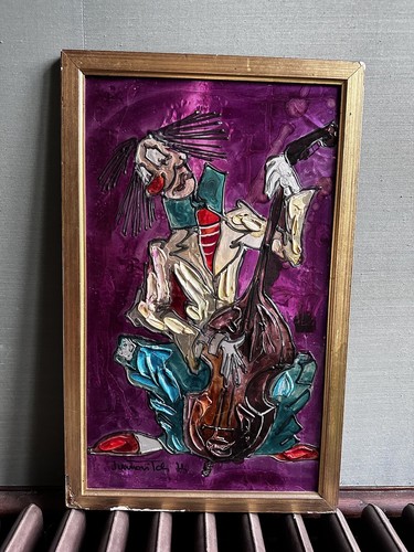 Tableau clown musicien vitrail - musicien,