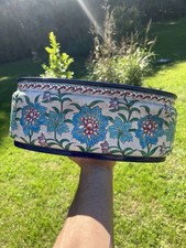 Important Centre de Table & Jardinière Faïence Emaillée Longwy  XIX Eme Fleurs