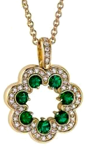 Pendentif émeraude rond - Émeraude,