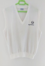 PULL TENNIS_SERGIO TACCHINI BLANC _COL EN V_SANS MANCHES_TAILLE M