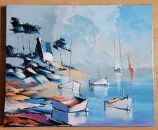 ** HUILE SUR TOILE  (61X50 CM)  JEAN-PIERRE DOUCHEZ   "CAP  VERS  L'OUEST"  2024