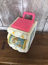 Ancien Jouet FISHER PRICE Teddy Beddy Bear Plastique Blanc & Rose #A795