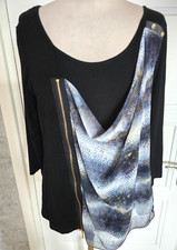 HAUT FLUIDE VOILE TOMBANT IMPRIMEE+FERMETURE DEVANT LA MODE EST A VOUS T.4 NEUF