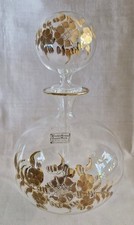 Bouteille Tessaro En Cristal De Murano En Forme Boule À Décor Floral En Dorures 